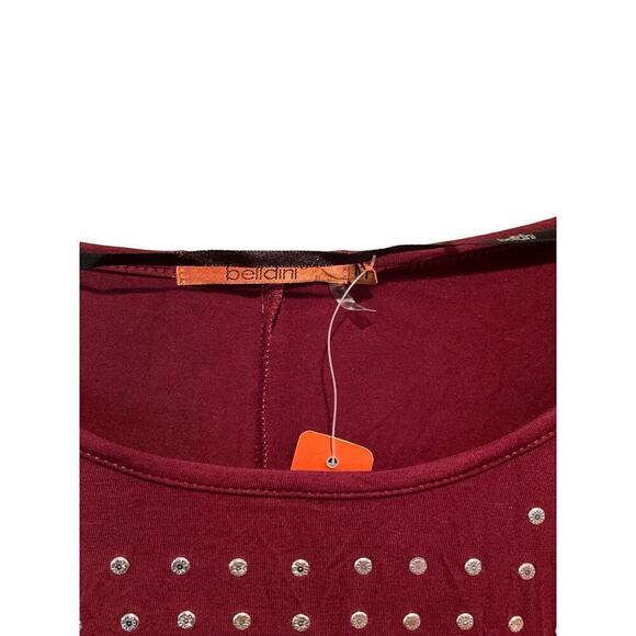 Belldini Top Women's Medium Burgundy Viscose Stretch Round Neck Dolman Sleeve - Picture 4 of 6